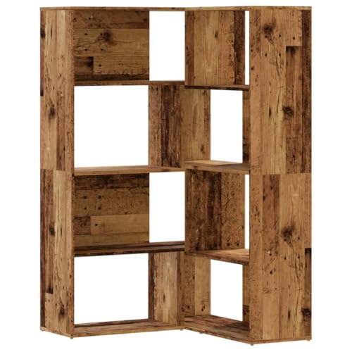 vidaXL Libreria a 4 Ripiani Legno Vecchio 85x85x140 cm in Truciolare, libreria ad angolo, libreria, mobile porta libri, libreria a L