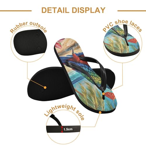 Burbuja Parrot on A Beach Flip Flops for Women Men, Soft Thong Sandals Rubber Slippers for Pool Beach Essentials3