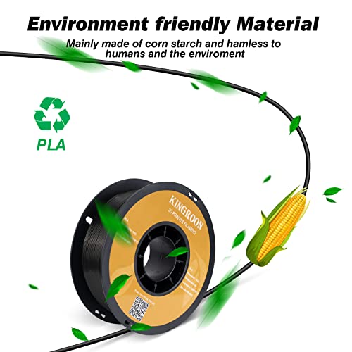 Image of Kingroon PLA 3D Printer Filament, Dimensional Accuracy + /- 0.02 mm, 1 kg Spool(2.2lbs), 1.75mm,2KG Black+Black