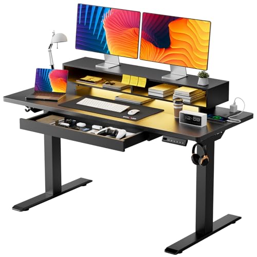 GTPLAYER Electric Standing Desk with Drawers, 48 x 24 Inch Height...
