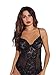 Erotic underwear-ZY Completini Intimi Costumi per Adulti Orsacchiotti da Donna Sexy in Pizzo Senza Schienale Rattoppato Vedere Attraverso Glamour Body-S_Black