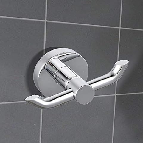 PIH Solid Brass Robe Hooks, Polished Chrome Cover