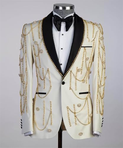 Men's Luxury Handmade Rhinestone Tuxedo Blazer Slim Fit Shawl Lapel Single Breasted Jacket for Dinner Prom Wedding2