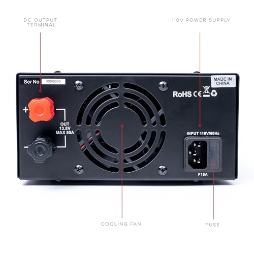 Image of BTECH RPS-50PRO 50A (50 Amp) Regulated Power Supply, AC-to-DC Bench Convertor, Adjustable 9-15V (Fixed 13.8V Option), Anderson Powerpole Connectors, Noise Offset, USB-C, and Cigarette Plug Outputs