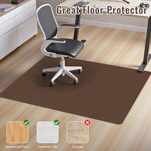 Image of Sycoodeal Office Chair Mat for Hardwood Floor,Slip Resistant Floor Mat | Floor Mat for Office Computer Gaming Chair,Heavy Duty Floor Protector for Rolling Chairs,Easy to Clean,Coffee(40 inchx55 inch)