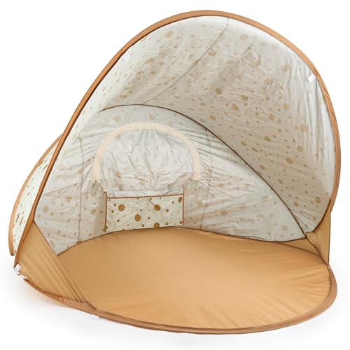 Bieco Ella Pop-up Strandmuschel Dots | UV-Schutz 40+ | Strandmuschel Pop Up Baby Zubehör Sonnenschutz Zelt Reise