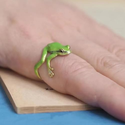 Iqpdyv Tree Frog Ring For Women Cute Tree Frog Ring Adjustable Open Frog Ring Funny Green Frog Ring For Women Jewelry Gifts  thumb #3