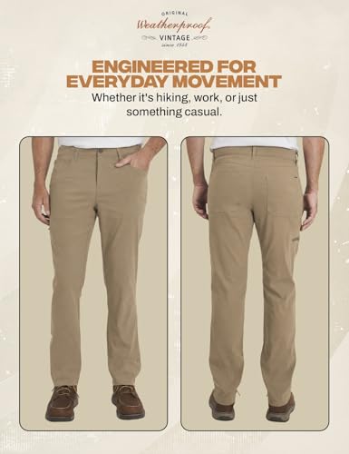 Image of Weatherproof Vintage Casual Hiking Pants for Men - Lightweight Stretch Travel Mens Work Pants with Utility Cargo Pocket