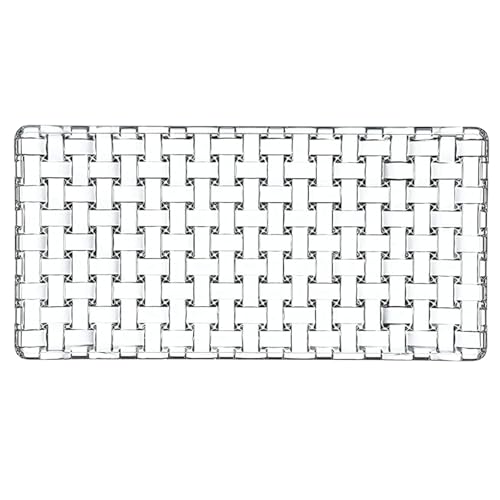 Image of Crystal Glass Serving Tray Rectangular 11 inch | Elegant Grid Relief Long Clear White Serving Plate | Serve Appetizer,Food,Sushi, Snack, Fruit, Cake & Dessert for Holiday Party
