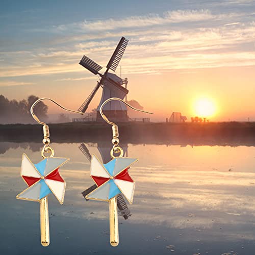 PLITI Windmill Dangle Earrings Pinwheel Ear Hooks Earring Colorful Windmill Charm Jewelry For Mother Daughter BFF Friendship Gift3