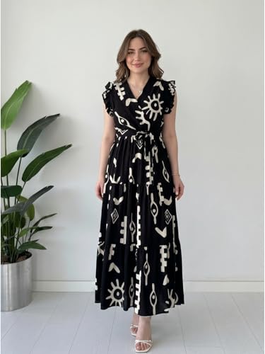 Image of Modestouze Attires Dress for Women Western Maxi Style, Indo Western Dresses, One Piece Long Gown, A Line Flared Pattern, Ethnic Look Outfit for Women