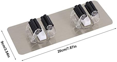 VIFERR Broom Mop Holder, Self Adhesive Broom Holder Wall Mount Organizer Clip Stainless Steel No Drill Mop Holder Cleaning Tools for Kitchen Bathroom Office (Black)