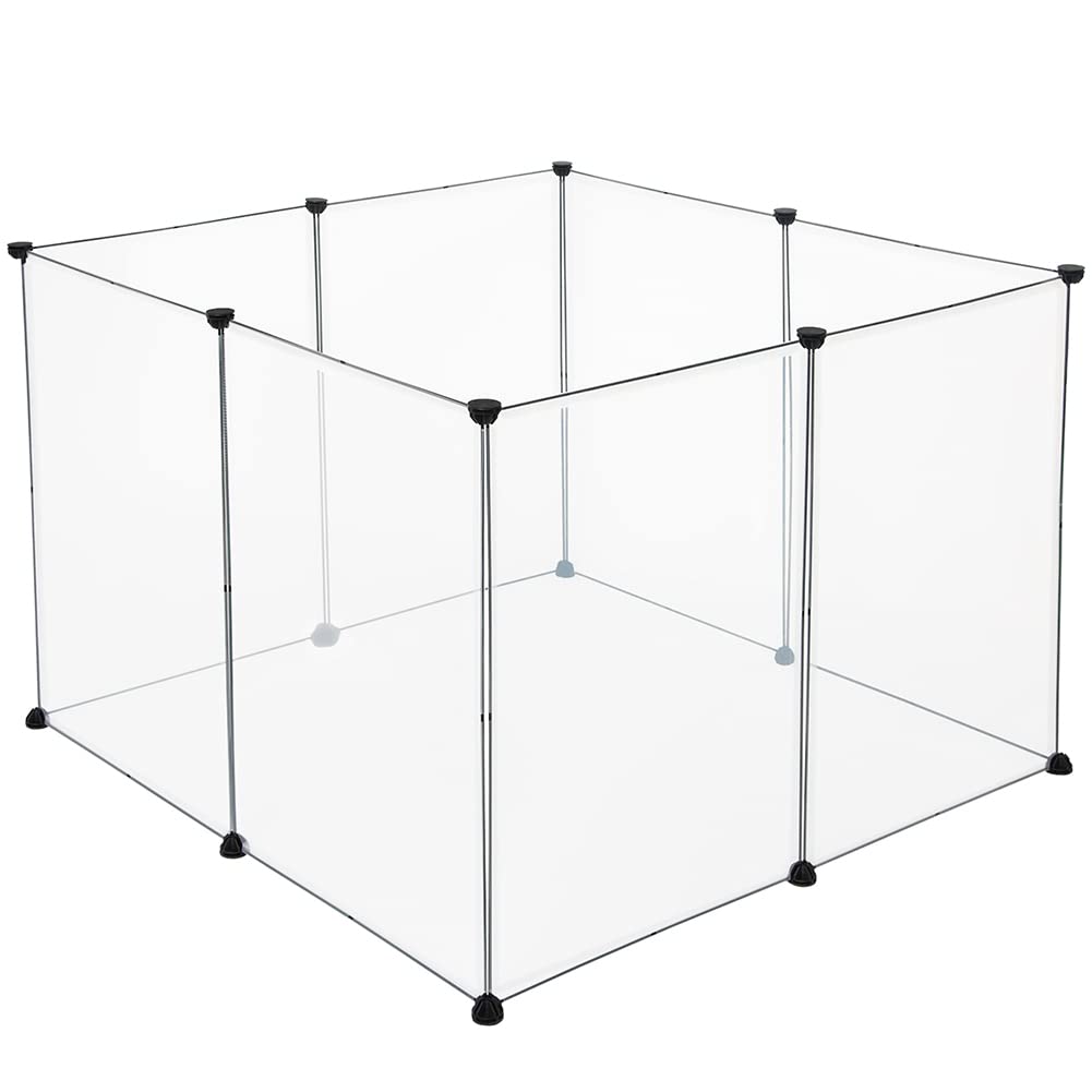 EUGAD Recinto para Cobayas Parque para Conejos Hámster Gatito Cachorros Mascota plástico DIY 8 Paneles (50x70cm/panel) Transparente 102 x 102 x 70 cm 0004WL