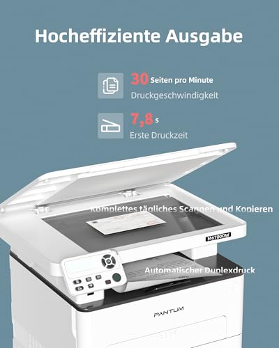 PANTUM M6700DW Drucker Scanner Kopierer, Laserdrucker Multifunktionsgerät, WLAN/USB/Ethernet, Schwarz Weiss, Automatischer Duplexdruck, 30ppm, Inklusive 1000-Seiten-Starter-Tonerkassette – Bild 5