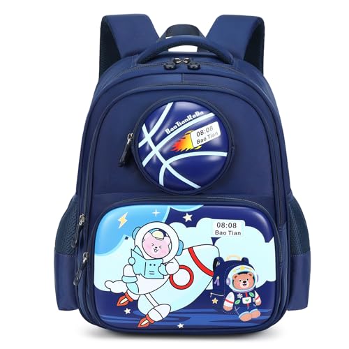 Amythe Mochila Escolar Niño Fútbol, Mochila Colegio para Clases 1 a 5 con Correa Pechera y Tira Reflectante, Mochila Impermeable para Colegio y Viajes, Azul