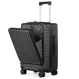 TANTOMI Handgepäck Koffer mit Laptopfach, 20 Zoll Hartschalenkoffer, Leichter ABS-Rollkoffer, Reisekoffer mit 4×360°-Rollen, TSA-Schloss (Schwarz, 41L)
