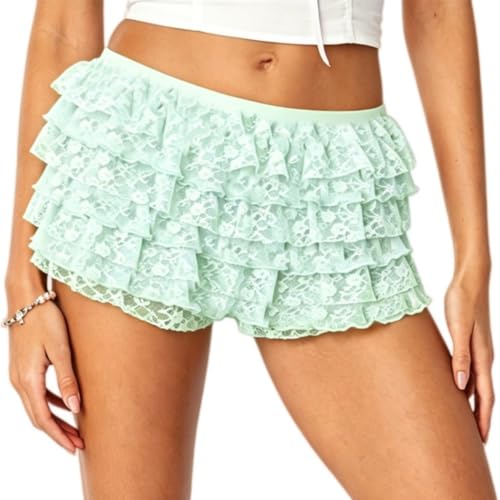 Image of NUFIWI Women Lolita Bloomers Ruffle Shorts Lace Cute Pumpkin Pants Sexy Boyshorts Layered Y2k Mini Shorts Pettipants