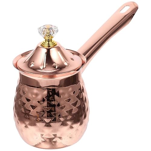 Reinscer Cafetera Turca, Cafetera y Tetera Cobre, Calentador de Leche, Máquina de Chocolate Caliente, Olla de Mantequilla, Rosa, Duradera