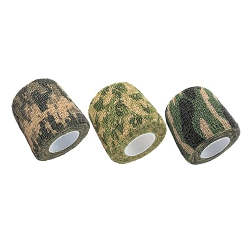 MAGICLULU 3 Rollos Cinta Adhesiva Autoadherente Camuflaje para Caza y Actividades al Aire No Tejida Elástica Protección Deportiva sin Residuos Colores Bosque y Verde Hierba