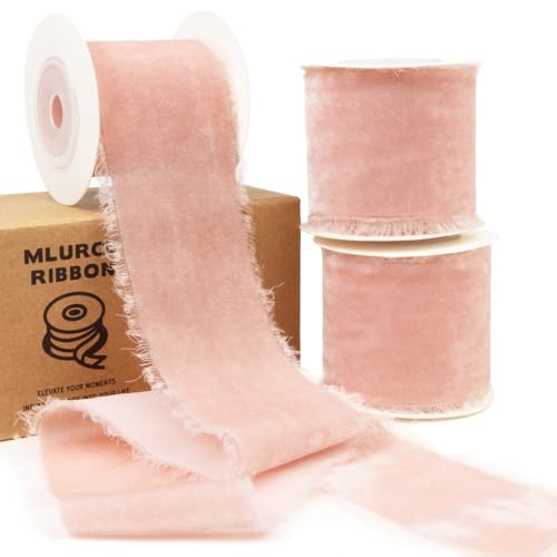 Dusty Rose Velvet Ribbon 2 Inch Wide Thick Frayed...