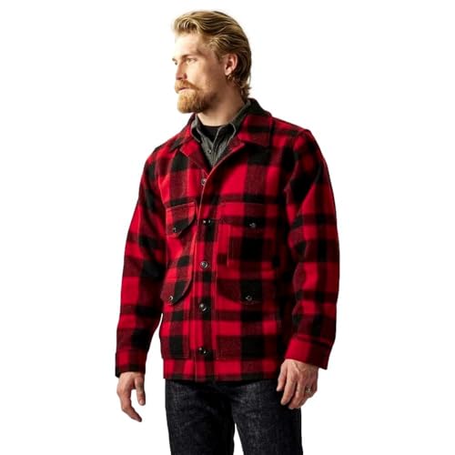 Filson Men's Mackinaw Wool Cruiser Jacket, Red/Black Plaid