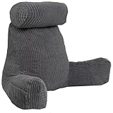 bananair – Lesekissen für Bett und Sofa aus Cord – Abnehmbare, Maschinenwaschbare Hülle – Weich & Komfortabel, Rückenstütze mit Armlehnen & Ergonomischer Sitzfläche (Grau)