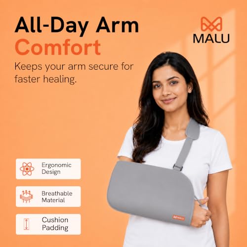 Image of Arm Sling for Fracture & Shoulder Support - Breathable Pouch with Adjustable Strap, Padded for All-Day Comfort - Men & Women, Left /Right Arm (L)