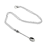 Maxmoral Silver Spoon Pendant Necklace Crown Teaspoon, Sparkling Pendant Necklace Ring Mini Spoon...