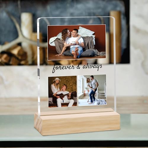 Image of Giftplease Customized Photo And Text Frame With Wooden Stand | Personalised Printed Photo Frame | Gift | Birthday | Anniversary (Transparent, 5MM, 6 * 8 Inches), Tabletop