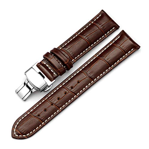 Bracelet de montre en cuir vache 18 mm 24 mm avec boucle déployante papillon métal