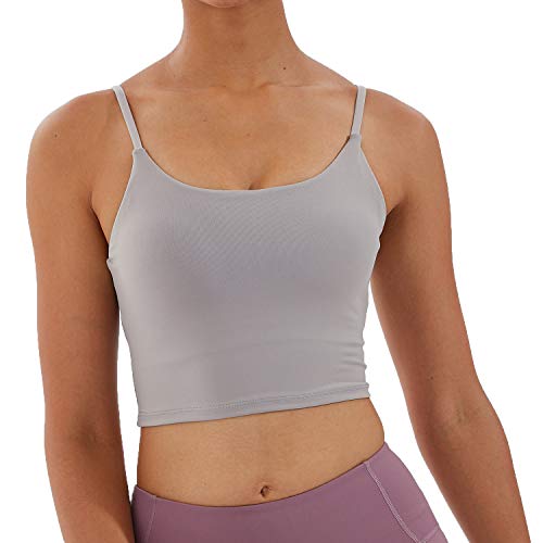 Image of Women's Strappy Stretch Sports Bra Longline Yoga Tank Top Fitness Bra Workout Camisole Crop Tops for Teen Girl