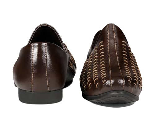 Image of LOUIS STITCH Men's Ethnic Slip On Striped Mojaris | Stylish Nagra Juti for Men | Lightweight and Comfortable Stylish Jutis and Mojaris for Kurta Pajama | LSAXNGMS