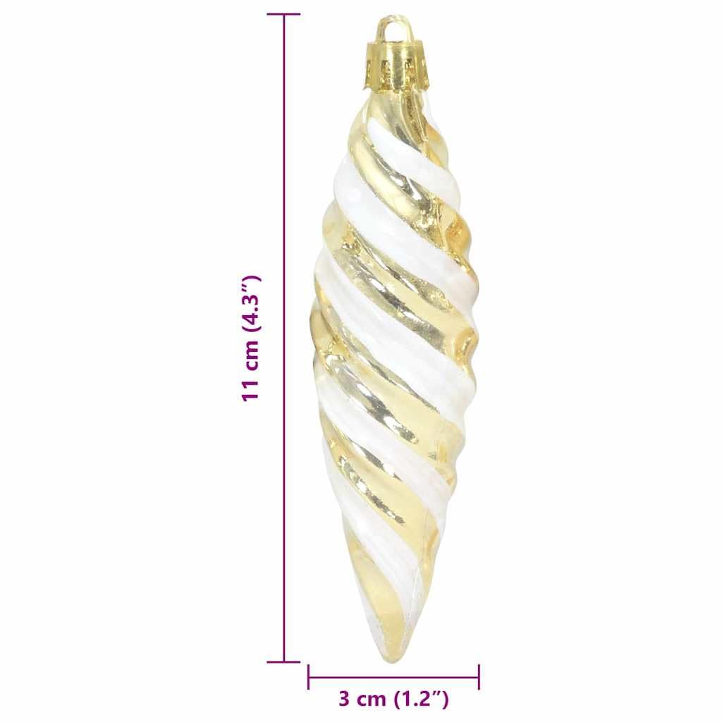 Weihnachtliche Spiralenform Kugeln Gold Kunststoff 40 Stück 3 x 11 cm Christbaumschmuck Anhänger Ornament für Innen Außen Weihnachtsbaum Deko Advent Winterfest Festliche Girlande