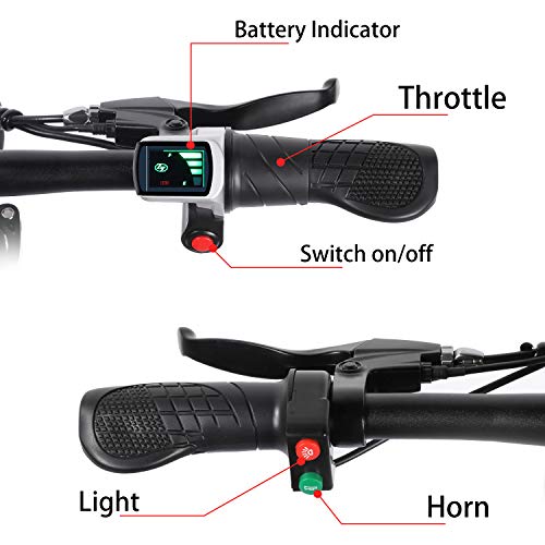XPRIT Folding Electric Bike, Light Weight, LCD Display, Full Throttle/Pedal Assist (Black, 14 inch)
