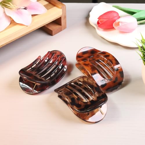 Image of 3Pcs Korean Fashion Matte Hair Claw Clip for Thick & Thin Hair Strong Hold Large Hair Clutcher, Non-Slip Tortoise Shell Hair Accessories for Women & Girls, Stylish Hair Clips