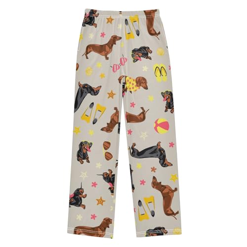 Boys' Pants Summer Dogs Dachshund Long Bottoms Jogger Pants Elastic Waist Trousers with Pockets S-XL