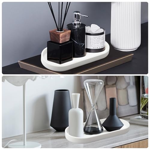 2 Pcs Bathroom Vanity Tray, Silicone Dresser Jewelry Ring White Dish, Decorative Cosmetic Non Slip Tray, Tank Storage Kitchen Sink Countertop Organizer Plate Holder for Perfume Candles Soap Towel - Cosy Home Interiors 2 Pcs Bathroom Vanity Tray, Silicone Dresser Jewelry Ring White Dish, Decorative Cosmetic Non Slip Tray, Tank Storage Kitchen Sink Countertop Organizer Plate Holder for Perfume Candles Soap Towel - Image 6