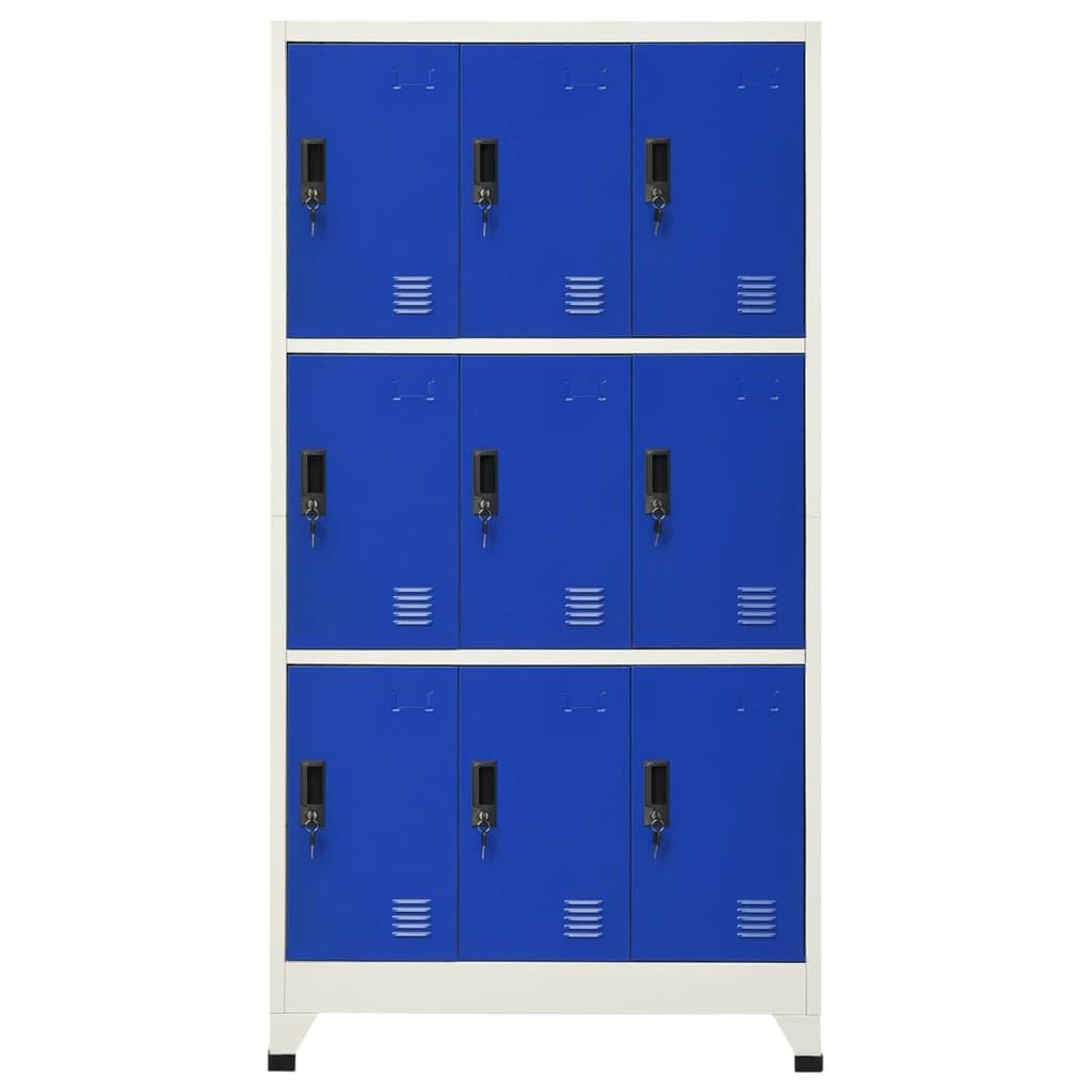 Generisch Stahlschrank mit abschließbaren Türen, Grau & Blau, 90x45x180 cm - Ideal für die Büroaufbewahrung, die Organisation persönlicher Gegenstände und als Namensschildhalter.