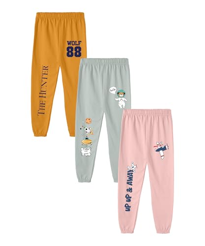 Image of SHODOX Boys Cotton Blend Regular Fit Printed Multicolor Track Pants | Comfortable Casual Joggers for Boys - Pack of 3