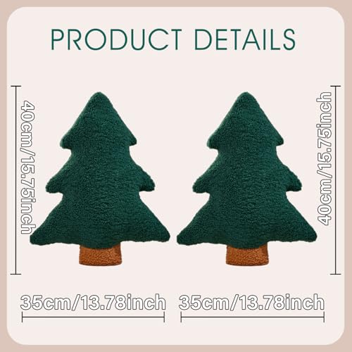 Image of Allorry Christmas Pillows Green Christmas Tree Large Shaped Soft Plush Christmas Decor Pillow for Party Xmas Winter Holiday Home Sofa Cushion Cases WL-006G