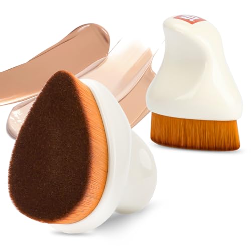 Foundation Makeup Brush,Kabuki Bronzer Brush for Blending Liquid, Cream Cosmetics with Ergonomic Handle (White) (White A)