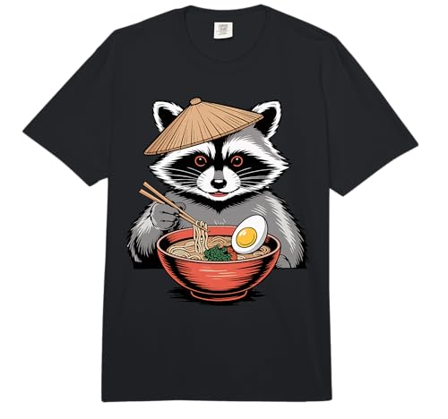 Raccoon Eating Ramen Noodles Japanese Kawaii Raccoon Ramen Comfort Colors Adult Heavyweight T-Shirt