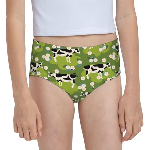 Farm Cow Flies And Flowers Girls' Underwear Soft Cotton Little Girls Panties Comfort Briefs 6