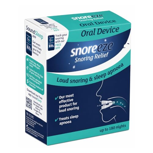 Image of Snoreeze Oral Device, Adjustable Boil-and-Bite Anti-Snoring Mouthpiece for Adults, BPA and Latex Free, Lasts Up to 180 Nights, Manufactured in the UK.