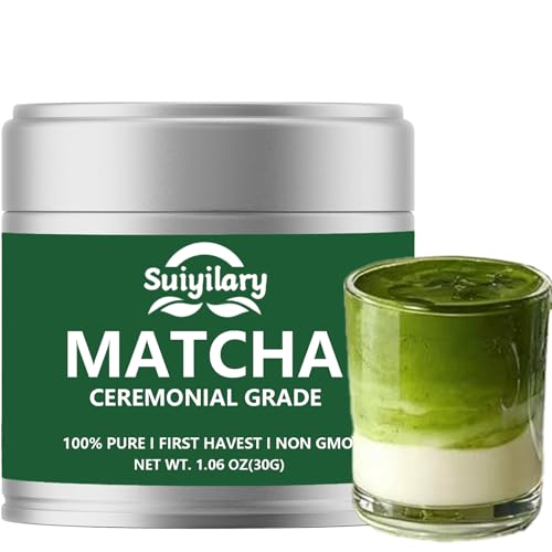 Ceremonial Grade Matcha Powder, Premium First Harvest Green Tea Powder – 100% Pure Matcha Tea, Vegan, Gluten-Free, Sugar-Free with No Additives (30g/1.06oz)