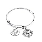 CJ&M Best Friend Bracelets - Side By Side Or Miles Apart Compass Best Friends Bangle Bracelets Adjustable,Long Distance Friendship Gifts,Sister Gift Jewelry