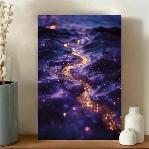Peinture sur toile galaxie violette poster art moderne 50x70 cm