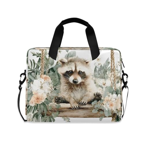 Bolsa para laptop floral Raccoon con múltiples bolsillos miniatura 1