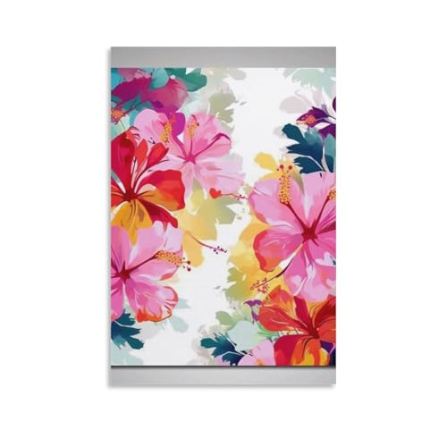 Impression sur toile fleurs hawaïennes pour décoration murale de maison