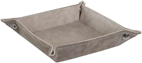 KCASA - Bandeja vaciabolsillos Piel Color Gris Claro 18x18 cm